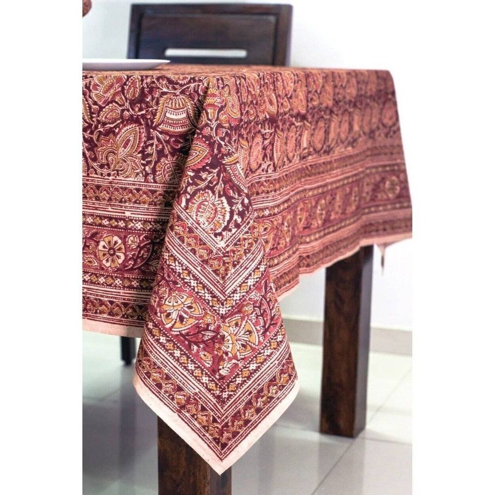 Terracotta Kalamkari Tablecloth